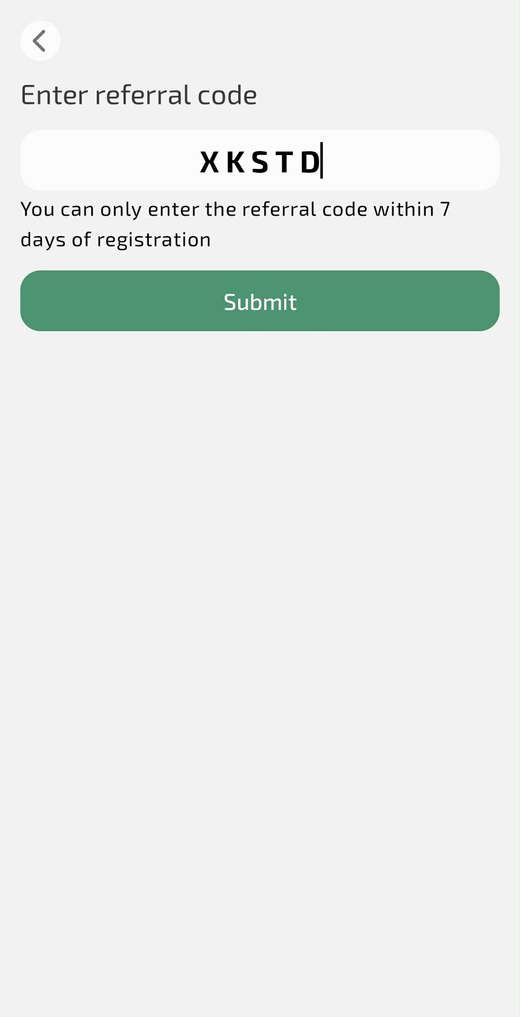 AttaPoll Enter referral code screen with XKSTD and the seven-day registration deadline