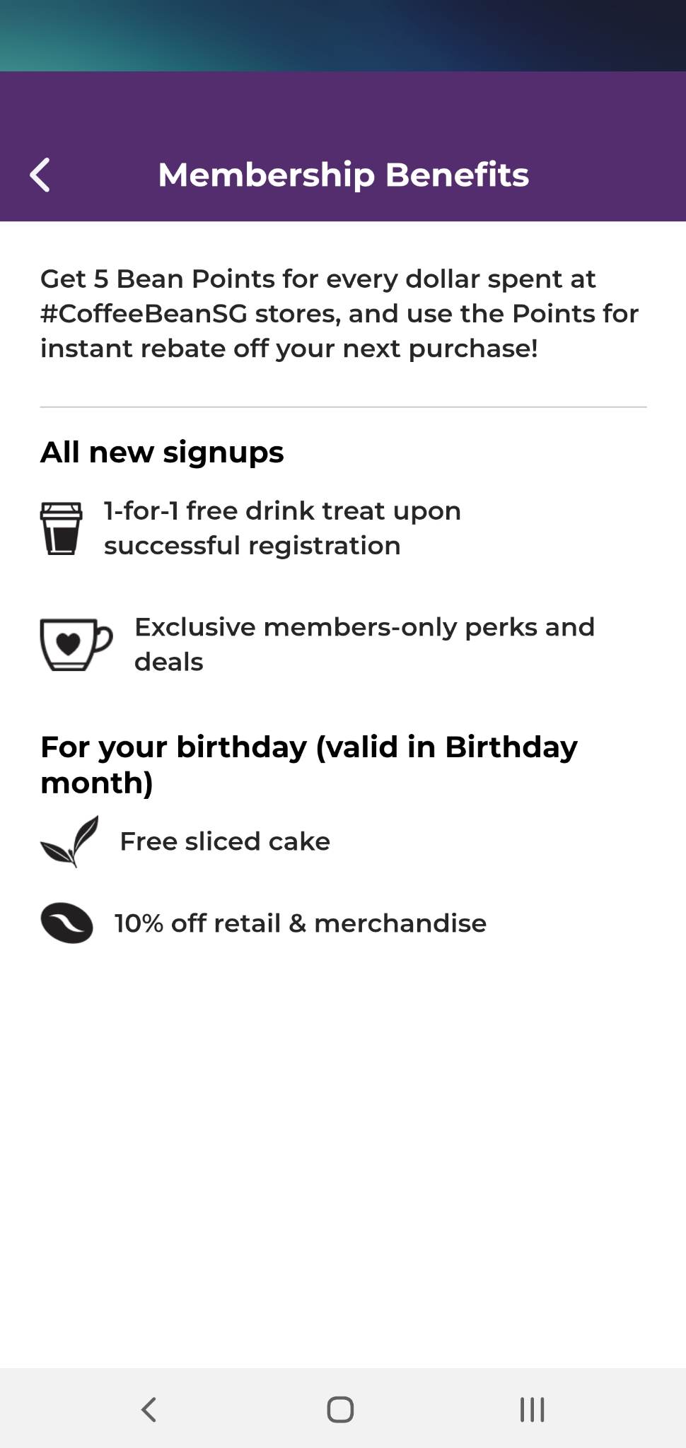 Coffee Bean SG rewards