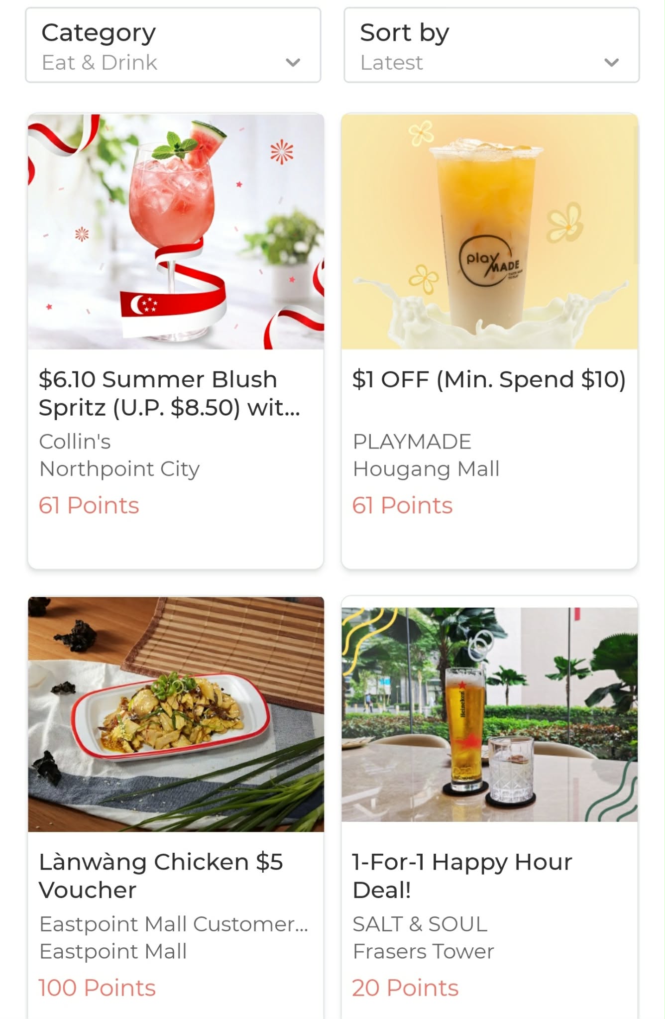 FRx food and drink reward examples