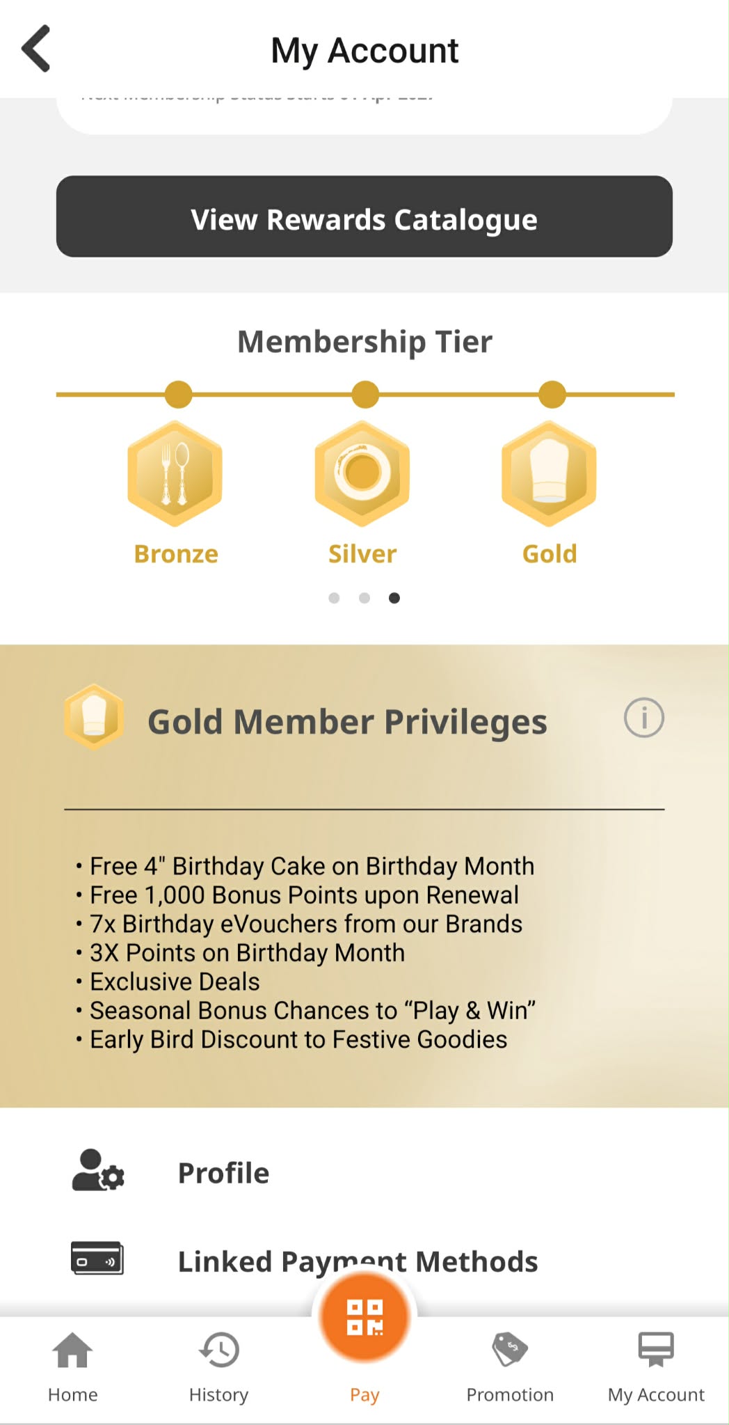 BreadTalk Group Rewards member tier screen