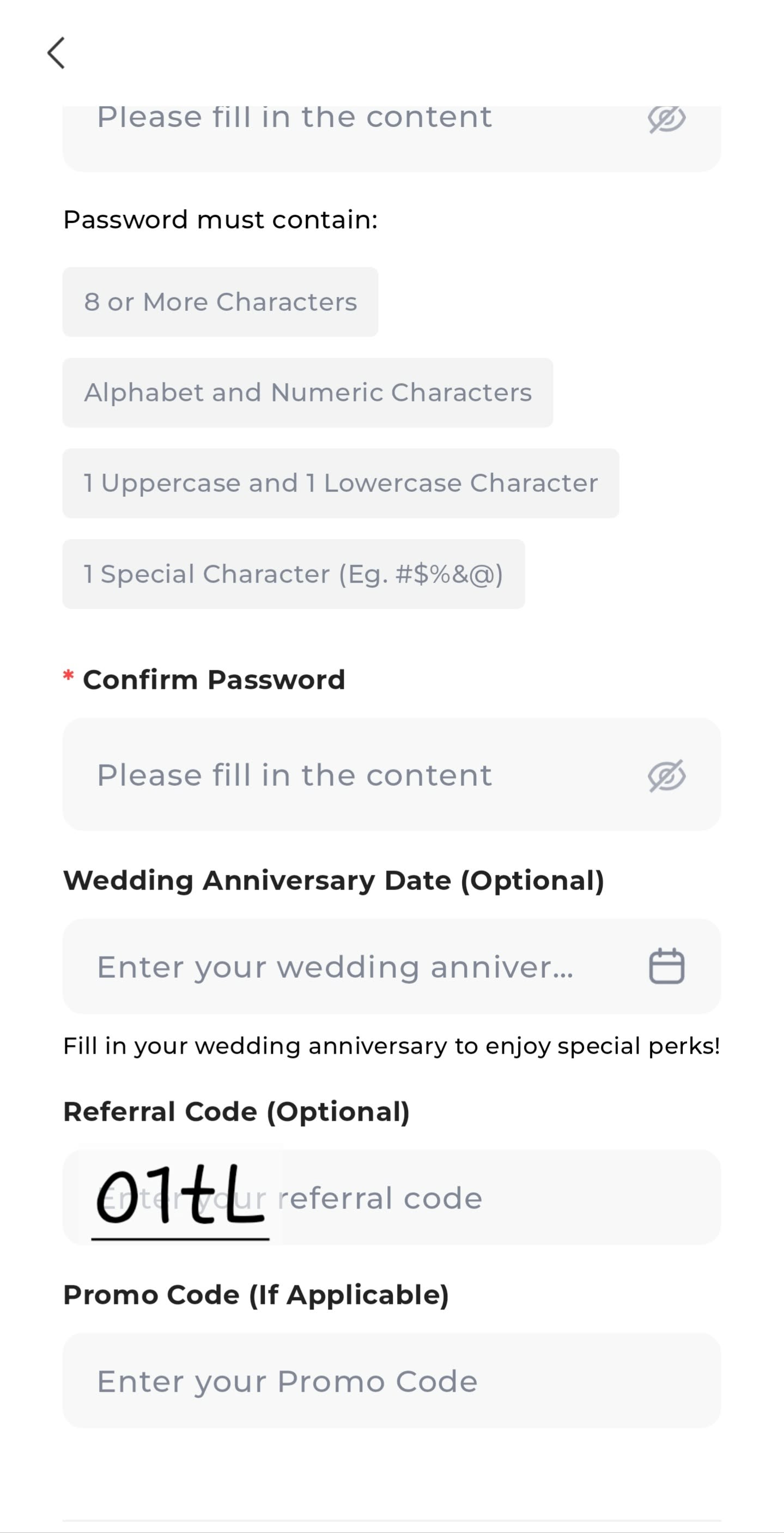 TriplePlus registration form with separate Referral Code and Promo Code fields